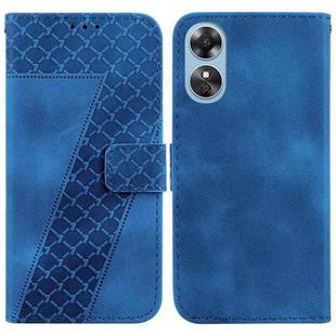 For OPPO A17/A17K 7-shaped Embossed Leather Phone Case(Blue)