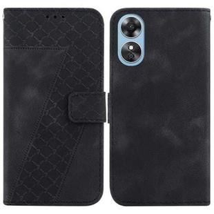 For OPPO A17/A17K 7-shaped Embossed Leather Phone Case(Black)
