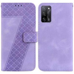 For OPPO A55 5G/A53s 5G/A54 4G/A16 Seven-shaped Embossed Leather Phone Case(Purple)