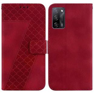 For OPPO A55 5G/A53s 5G/A54 4G/A16 7-shaped Embossed Leather Phone Case(Red)