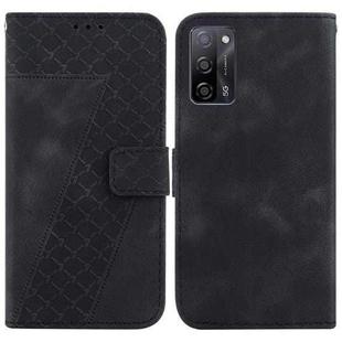 For OPPO A55 5G/A53s 5G/A54 4G/A16 7-shaped Embossed Leather Phone Case(Black)