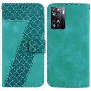 For OPPO A57 5G/A57s 4G Global/A57 4G/K10 5G 7-shaped Embossed Leather Phone Case(Green)