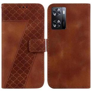 For OPPO A57 4G/5G / A57s 4G Global 7-shaped Embossed Leather Phone Case(Brown)