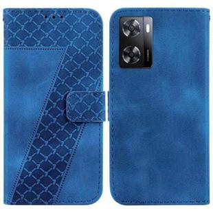 For OPPO A57 4G/5G / A57s 4G Global 7-shaped Embossed Leather Phone Case(Blue)