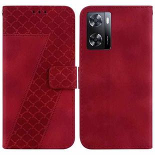 For OPPO A57 5G/A57s 4G Global/A57 4G/K10 5G 7-shaped Embossed Leather Phone Case(Red)