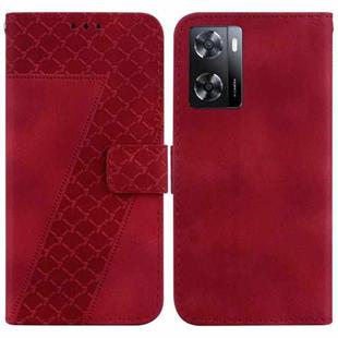 For OPPO A57 4G/5G / A57s 4G Global 7-shaped Embossed Leather Phone Case(Red)