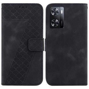 For OPPO A57 5G/A57s 4G Global/A57 4G/K10 5G 7-shaped Embossed Leather Phone Case(Black)
