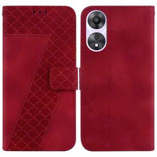 For OPPO A58 5G/A78 5G 7-shaped Embossed Leather Phone Case(Red)