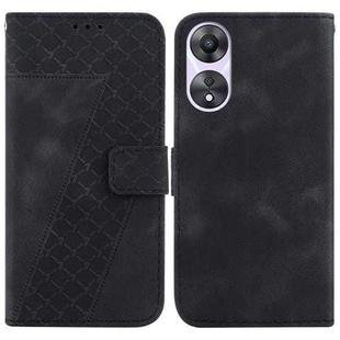 For OPPO A58 5G/A78 5G 7-shaped Embossed Leather Phone Case(Black)