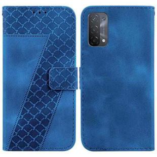 For OPPO A74 5G/A93 5G/A54 5G 7-shaped Embossed Leather Phone Case(Blue)