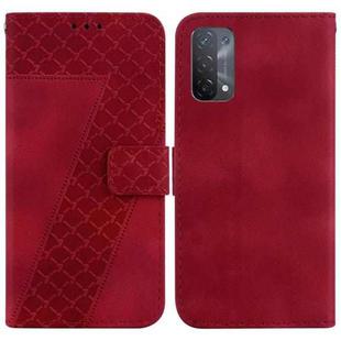 For OPPO A74 5G/A93 5G/A54 5G Seven-shaped Embossed Leather Phone Case(Red)