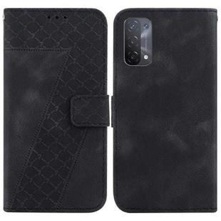 For OPPO A74 5G/A93 5G/A54 5G 7-shaped Embossed Leather Phone Case(Black)
