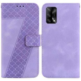 For OPPO A74 4G/F19 4G 7-shaped Embossed Leather Phone Case(Purple)