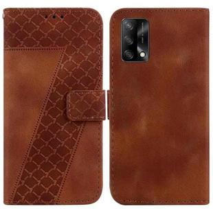 For OPPO A74 4G/F19 4G 7-shaped Embossed Leather Phone Case(Brown)