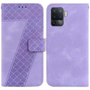 For OPPO A94 4G/F19 Pro/Reno5 F 7-shaped Embossed Leather Phone Case(Purple)