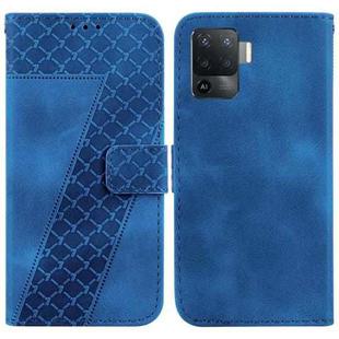 For OPPO A94 4G/F19 Pro/Reno5 F 7-shaped Embossed Leather Phone Case(Blue)