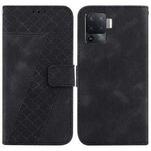 For OPPO A94 4G/F19 Pro/Reno5 F 7-shaped Embossed Leather Phone Case(Black)