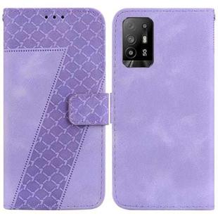 For OPPO A94 5G/F19 Pro+ 5G/Reno5 Z 7-shaped Embossed Leather Phone Case(Purple)