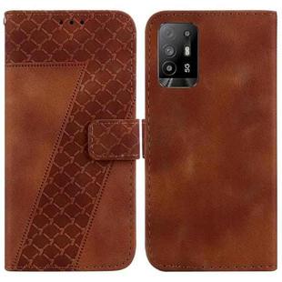 For OPPO A94 5G/F19 Pro+ 5G/Reno5 Z 7-shaped Embossed Leather Phone Case(Brown)