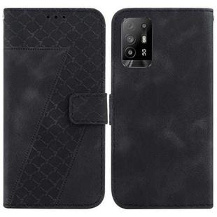 For OPPO A94 5G/F19 Pro+ 5G/Reno5 Z 7-shaped Embossed Leather Phone Case(Black)