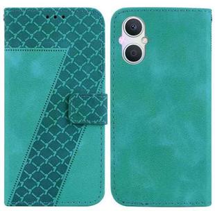 For OPPO A96 5G/Reno7 Z 5G 7-shaped Embossed Leather Phone Case(Green)