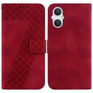 For OPPO A96 5G/Reno7 Z 5G 7-shaped Embossed Leather Phone Case(Red)