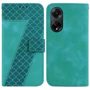 For OPPO A98 5G/F23 5G India Version 7-shaped Embossed Leather Phone Case(Green)