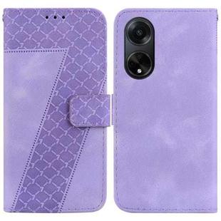 For OPPO A98 5G/F23 5G India Version Seven-shaped Embossed Leather Phone Case(Purple)