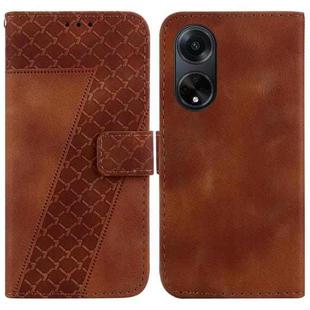 For OPPO A98 5G/F23 5G India Version 7-shaped Embossed Leather Phone Case(Brown)