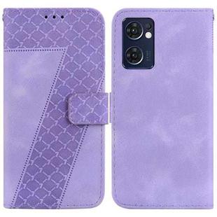 For OPPO Reno7 5G Global / Taiwan 7-shaped Embossed Leather Phone Case(Purple)