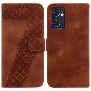 For OPPO Reno7 5G Global/Taiwan/Find X5 Lite 7-shaped Embossed Leather Phone Case(Brown)