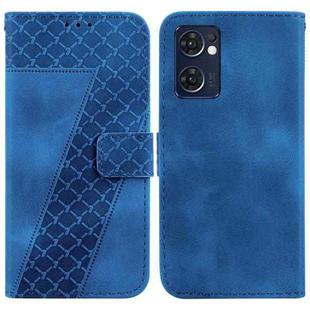 For OPPO Reno7 5G Global / Taiwan Seven-shaped Embossed Leather Phone Case(Blue)