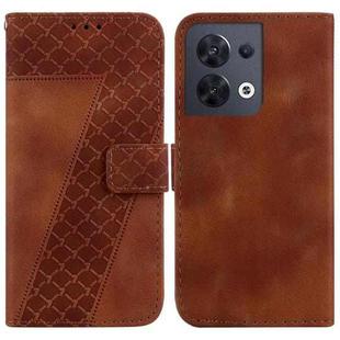 For OPPO Reno8 5G 7-shaped Embossed Leather Phone Case(Brown)