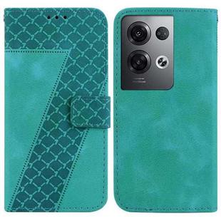For OPPO Reno8 Pro 5G 7-shaped Embossed Leather Phone Case(Green)
