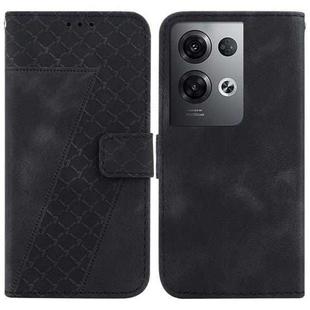 For OPPO Reno8 Pro 5G 7-shaped Embossed Leather Phone Case(Black)