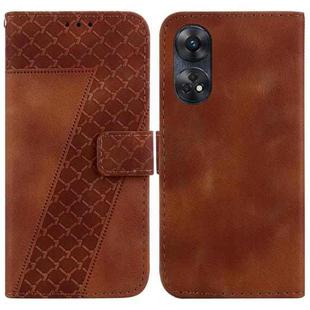 For OPPO Reno8 T 4G 7-shaped Embossed Leather Phone Case(Brown)