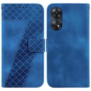 For OPPO Reno8 T 4G 7-shaped Embossed Leather Phone Case(Blue)