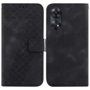 For OPPO Reno8 T 4G 7-shaped Embossed Leather Phone Case(Black)