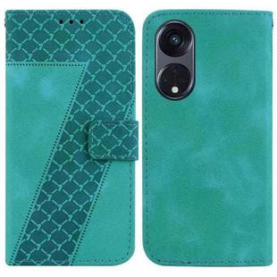 For OPPO Reno8 T 5G/A1 Pro 5G 7-shaped Embossed Leather Phone Case(Green)