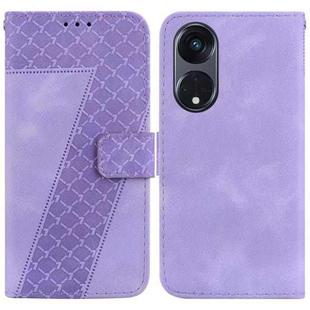 For OPPO Reno8 T 5G/A1 Pro 5G 7-shaped Embossed Leather Phone Case(Purple)
