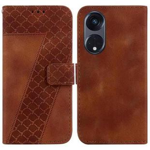 For OPPO Reno8 T 5G/A1 Pro 5G Seven-shaped Embossed Leather Phone Case(Brown)