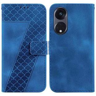 For OPPO Reno8 T 5G/A1 Pro 5G 7-shaped Embossed Leather Phone Case(Blue)