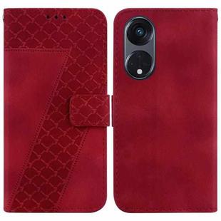 For OPPO Reno8 T 5G/A1 Pro 5G 7-shaped Embossed Leather Phone Case(Red)