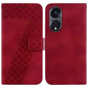 For OPPO Reno8 T 5G/A1 Pro 5G Seven-shaped Embossed Leather Phone Case(Red)