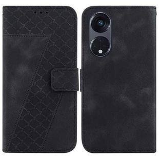 For OPPO Reno8 T 5G/A1 Pro 5G 7-shaped Embossed Leather Phone Case(Black)