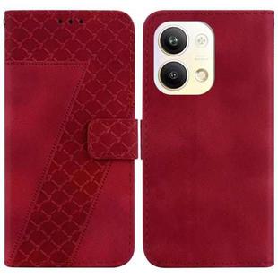 For OPPO Reno9 Pro 7-shaped Embossed Leather Phone Case(Red)