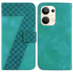 For OPPO Reno9 Pro+ 7-shaped Embossed Leather Phone Case(Green)