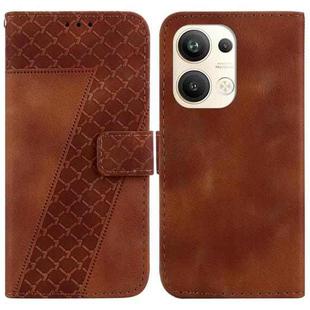 For OPPO Reno9 Pro+ 7-shaped Embossed Leather Phone Case(Brown)