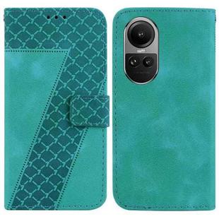 For OPPO Reno10 5G Global/Reno10 Pro Global 7-shaped Embossed Leather Phone Case(Green)