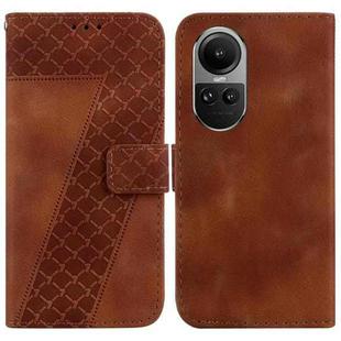 For OPPO Reno10 5G / Reno10 Pro Global 7-shaped Embossed Leather Phone Case(Brown)